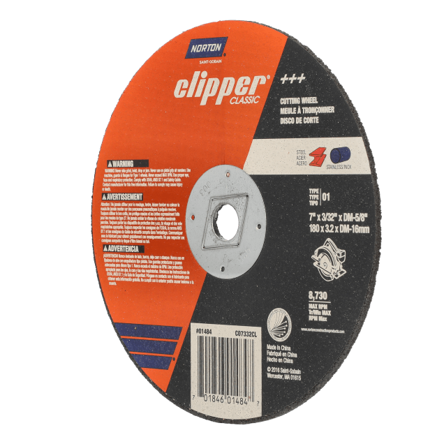 Norton Clipper Classic Circular Saw Wheel - Type 01 Cut-off for Metal / Stainless - 7 x3- 32 x DM-5- 8