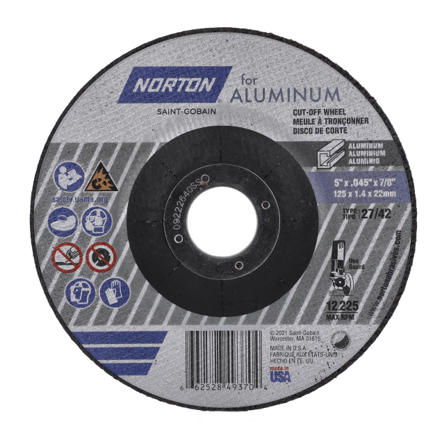 Norton ALUMINUM A36Q Aluminum Oxide RightCut Depressed Center Wheel - Type 42