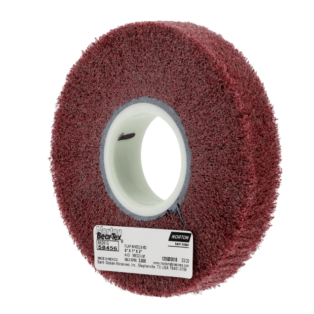 Norton Aluminum Oxide Medium Density Non-Woven Flap Wheels - with Arbor Hole