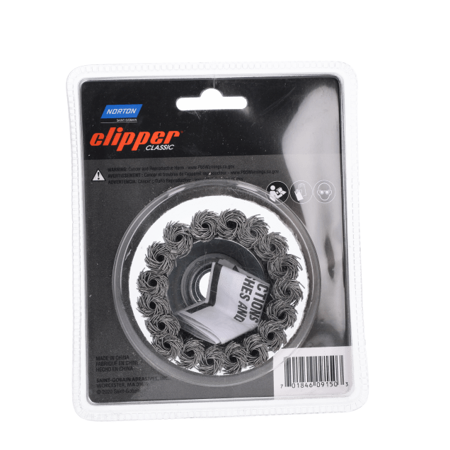 Norton Clipper Classic Twist Knot Wire Cup Brush - Stainless - Packaged