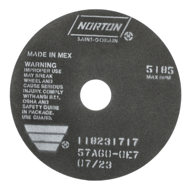 Norton 57A Aluminum Oxide Toolroom Cut-off Wheel - Type 01 Straight -7 X 116 X 1-14
