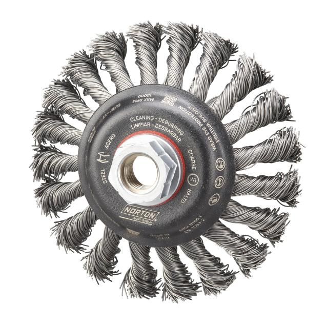 Norton BlueFire Twist Knot Wire Saucer Cup Brush - for Carbon, Non-Abrasive Products, Wire Brushes