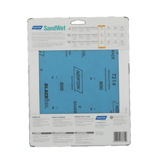 Norton SandWet Waterproof Sandpaper Sheets - 9 x 11 - P800 - Packaged