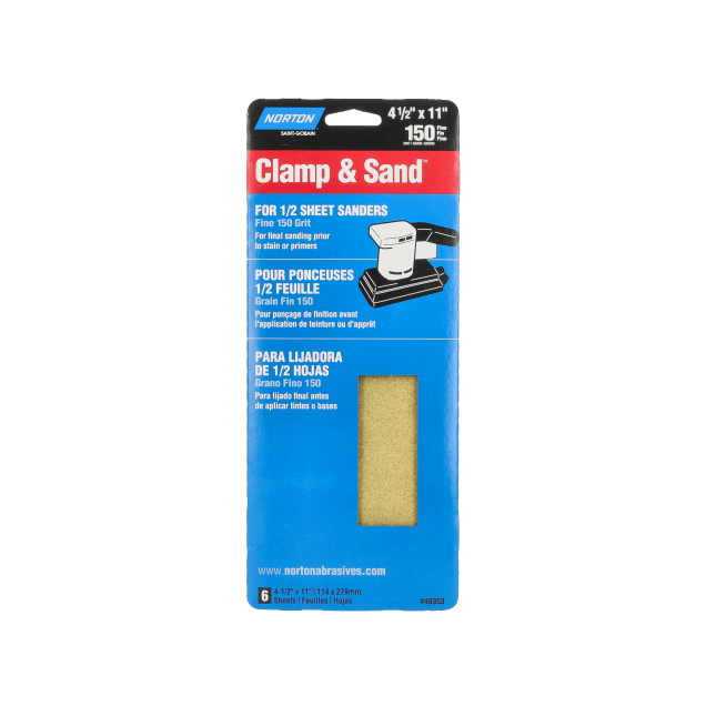 Norton MultiSand - Clamp & Sand for 1/2 Sheet Sanders - 4 1/2 x 11 - 150 Grit - Handy Pack