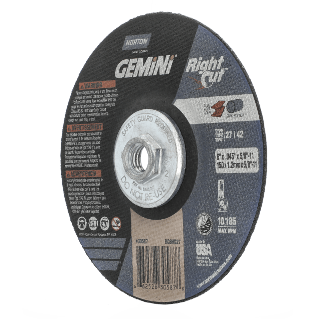 Norton Gemini RightCut Depressed Center Wheel - Type 27/42