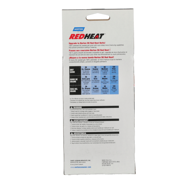 Norton Red Heat Sanding Belt 4 x 36" - Packaged
