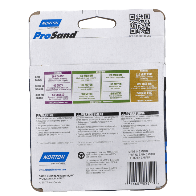 Norton ProSand A259 Aluminum Oxide Sheets - Cut Sheet Handy Pack - Stick & Sand - P220 Grit - Packaged