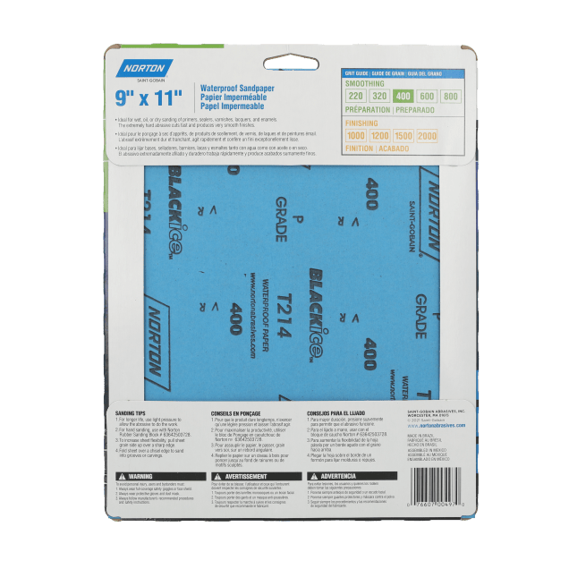 Norton Waterproof Sandpaper Sheets - Automotive Retail Packaged Line