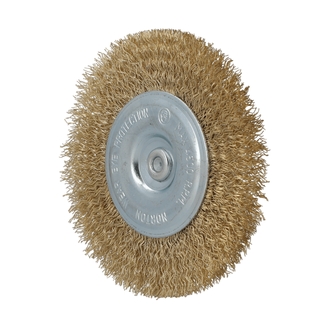 Norton Clipper Classic Spindle-Mounted Crimped Wire Wheel Brush - 4" - Brass