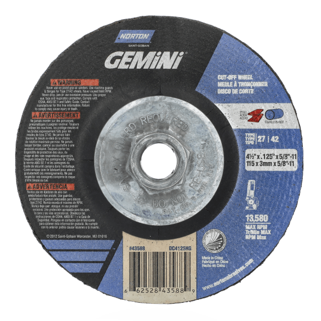 Norton Gemini RightCut Depressed Center Wheel - Type 27