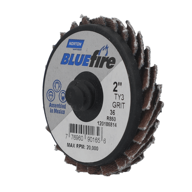 Norton BlueFire Zirconia Alumina Mini Flap Discs - TR Attachment (Type 3) - 2" - 36 Grit