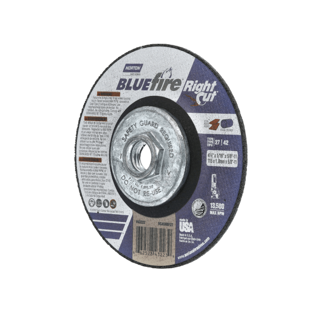 Norton BlueFire RightCut Depressed Center Wheel - Type 27/42