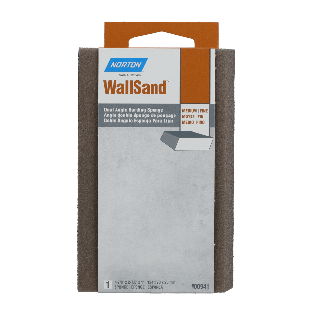 Norton WallSand Dual Angle Sanding Sponge 4 7/8in x 2 7/8in x 1in  -  Packaged