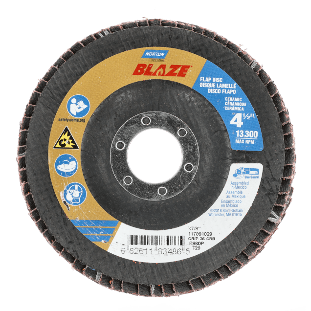 Norton Blaze R980P Ceramic Alumina Flap Disc - Type 29 Conical Fiberglass Back