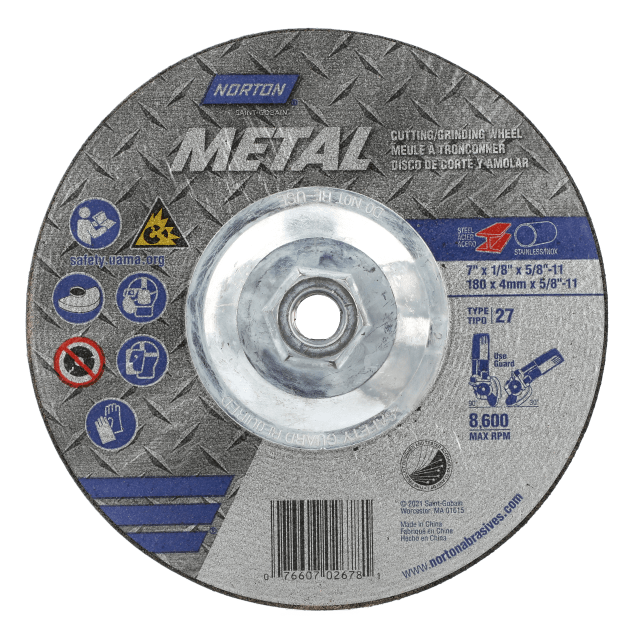 Norton Metal Cutting and Grinding Wheel -7 x1/8 x 5/8 -11 - T27