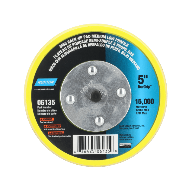 Norton NorGrip Medium / Low Profile Back-Up Pad - 5"