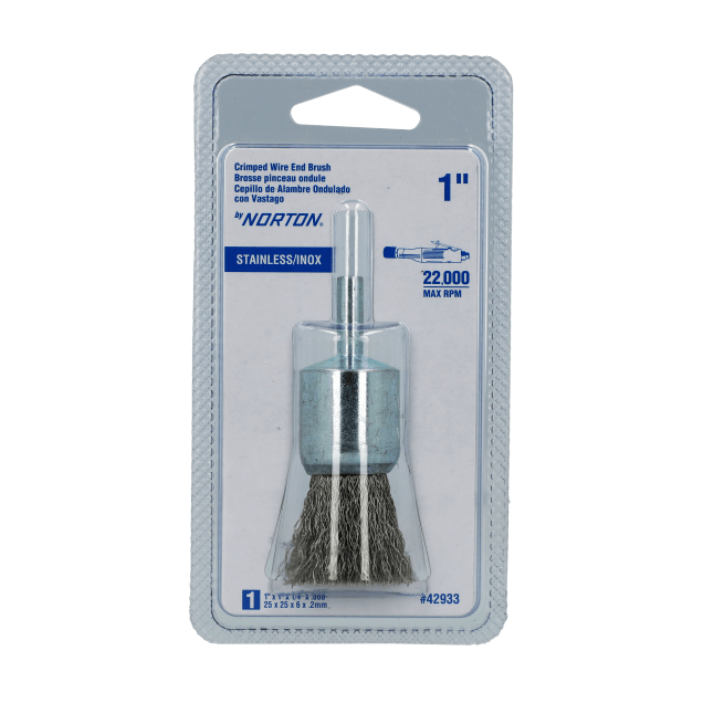 Norton ByNorton Crimped Wire End Brush - 1" - Stainless Steel - Packaged