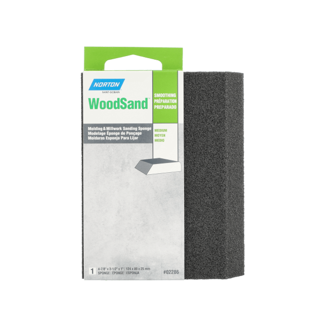 Norton WoodSand  Molding and Millwork Abrasive Sponge - 4_7-8  X  3_1-2 - 80 Grit - Packaged