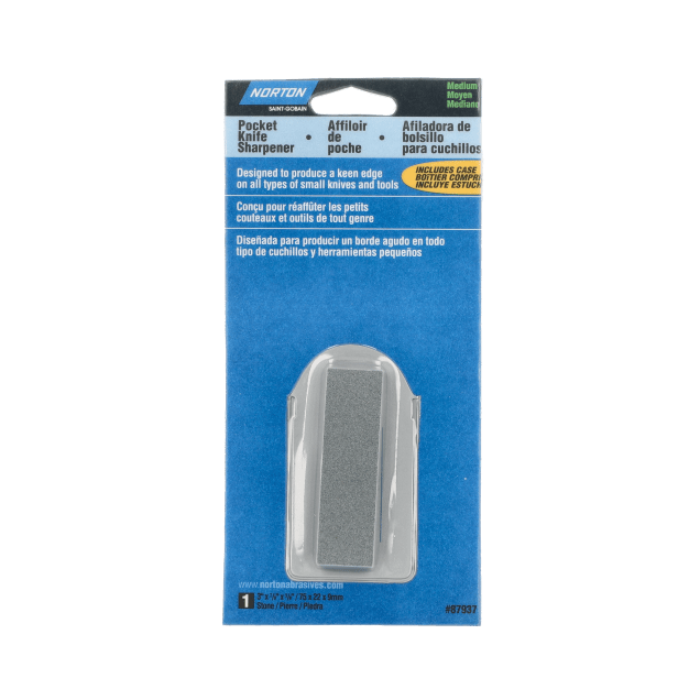 Norton Pocket Knife Sharpener and Case - Medium - 3" x 7/8" x 3/8" - Packaged
