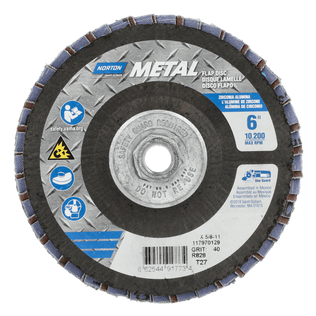 Norton Metal R828 Zirconia Alumina Flap Disc - Type 27 Fiberglass Back