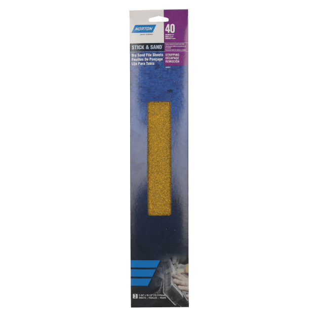 Norton Stick & Sand Dry Sand File Sheets -  2-3/4" x 16-1/2" - PSA Body File - 40P