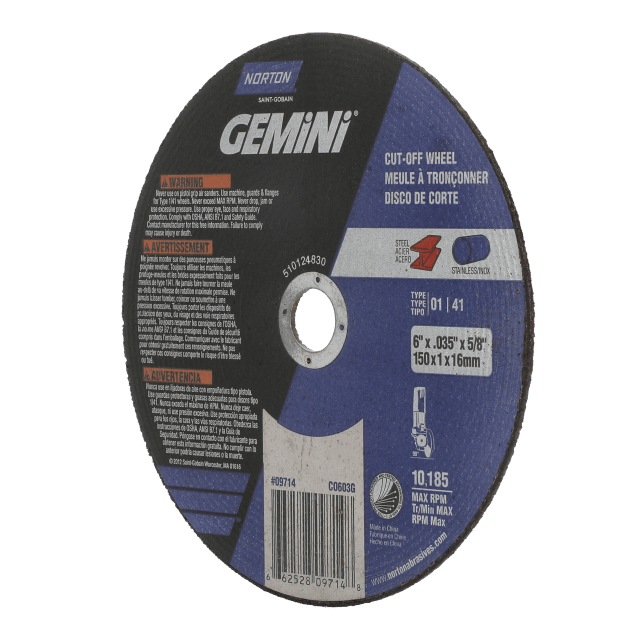 Norton Gemini Small Diameter Cut-off Wheel - Type 01 - 6 x.035 x5/8