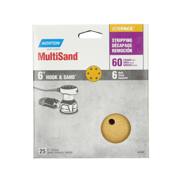 Norton MultiSand Hook & Sand Paper Disc - 6" x 6 Hole Job Pack