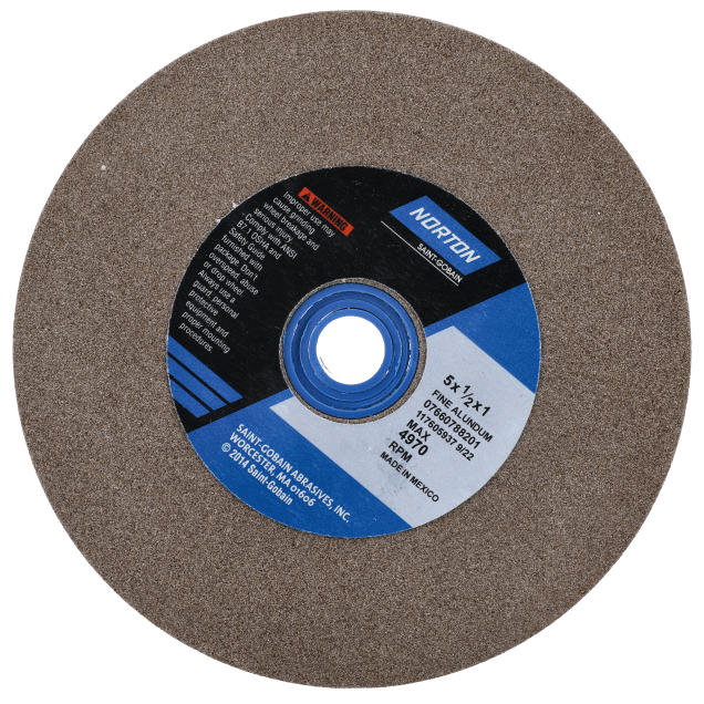 Norton Gemini Aluminum Oxide Bench and Pedestal Wheel - 57A 100 K VBE - Type 01 - 5 inch