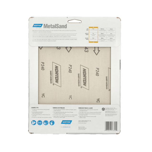 Norton MetalSand Emery Cloth Sheet - 9x11  Handy Pack