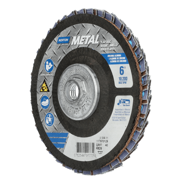Norton Metal R828 Zirconia Alumina Flap Disc - Type 27 Fiberglass Back