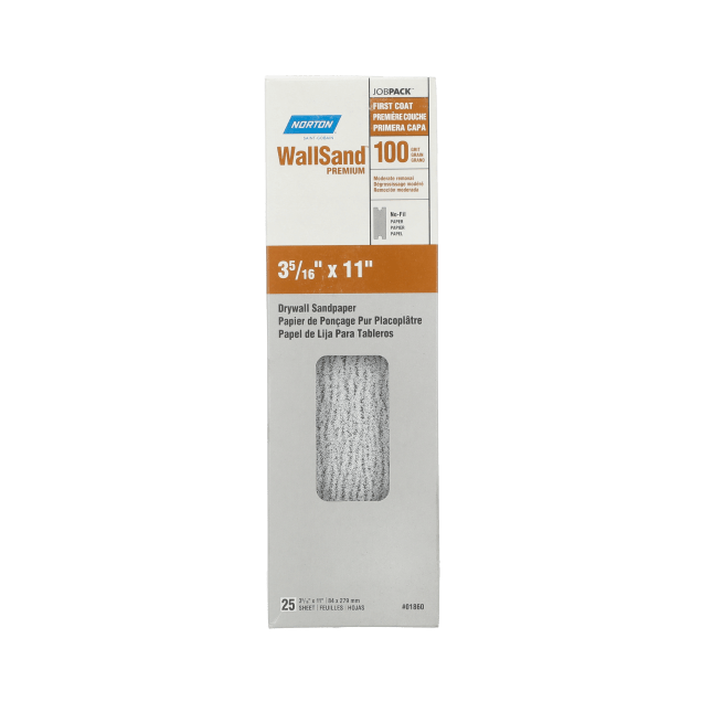 Norton WallSand Drywall Sandpaper Sheet - 3 5/16 x 11 - P100 - Job Pack