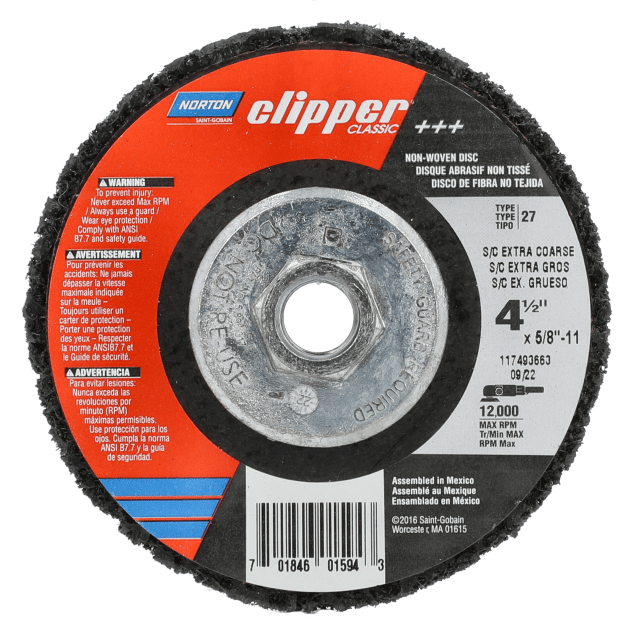 Norton Clipper Classic Rapid Strip Depressed Center Disc - Type 27 Extra Coarse Non-Woven