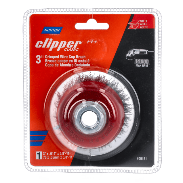 Norton Clipper Classic Crimped Wire Cup Brush - Steel - Packaged