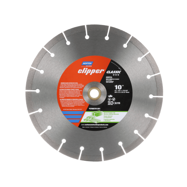 10 in. Norton Clipper Classic Tile Saw Diamond Blade -
 Segmented Rim for General Purpose Masonry