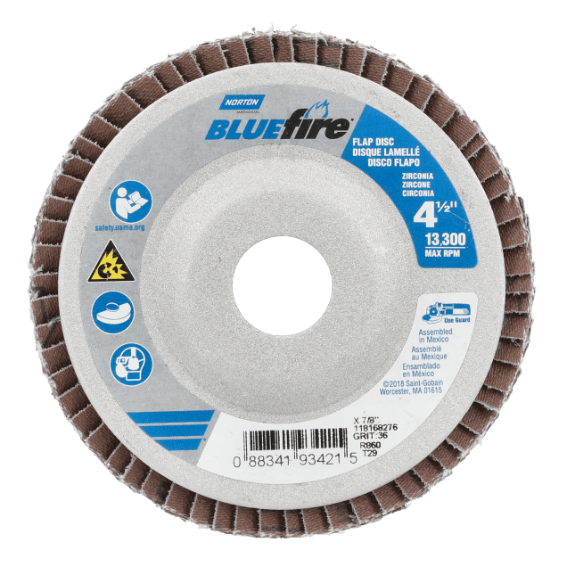 Norton BlueFire Zirconia Alumina Flap Disc - Type 29 Aluminum Backing Plate
