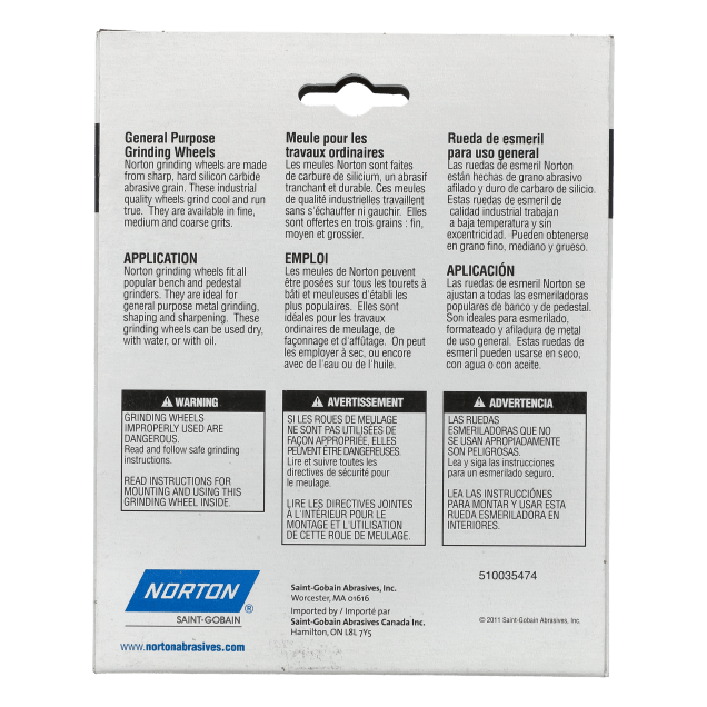 Norton Gemini Silicon Carbide Bench and Pedestal Wheel - 6 x 1/2 x 1 - Packaged