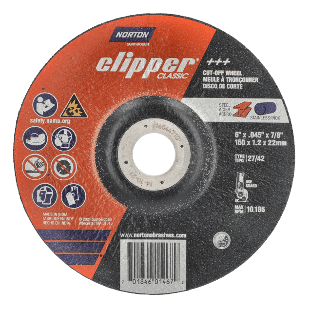 Norton Clipper Classic Depressed Center Wheel - Type 27 for Right Angle Cutting-off