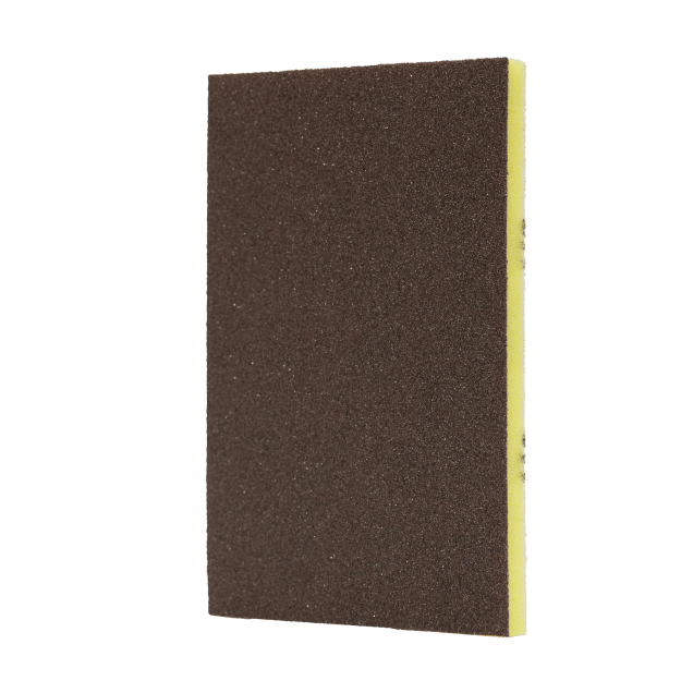 Norton Hook & Loop Abrasive Sponge - Fine - 100 Grit - 3" x 4" x 5mm - Yellow
