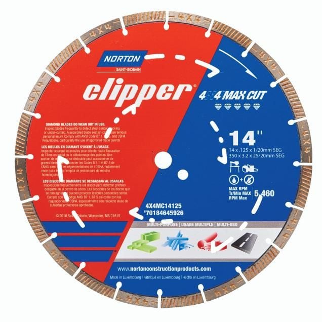 Norton Clipper 4X4 Max Cut Segmented Rim Steel & Stainless High