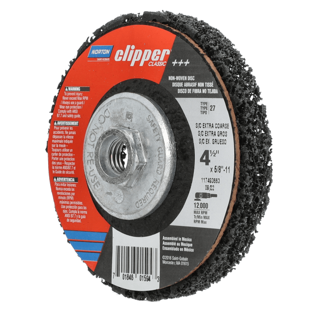 Norton Clipper Classic Rapid Strip Depressed Center Disc - Type 27 Extra Coarse Non-Woven