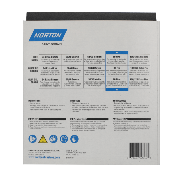 Norton Durite Silicon Carbide Cloth Floor Sanding Belt - 8 x 19 - 80 Grit