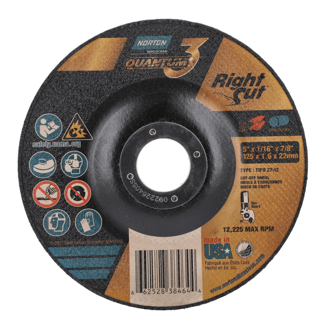 Norton Quantum3 Depressed Center Wheel - Type 27/42 for Cutting