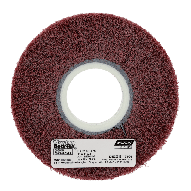 Norton Aluminum Oxide Medium Density Non-Woven Flap Wheels - with Arbor Hole