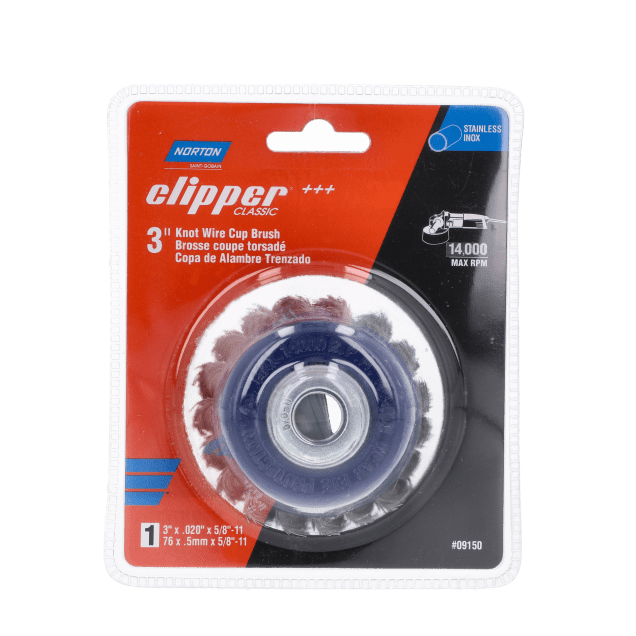 Norton Clipper Classic Twist Knot Wire Cup Brush - Stainless - Packaged