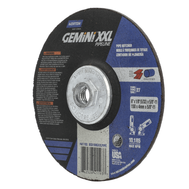Norton Gemini XXL PipeLine Depressed Center Wheel - Type 27