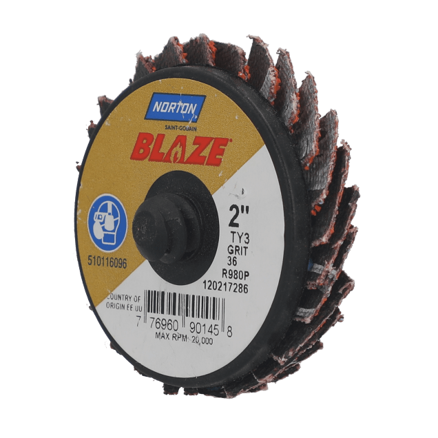 Norton Blaze Ceramic Alumina Mini Flap Disc - TR Attachment (Type 3) - 2" - 36 Grit