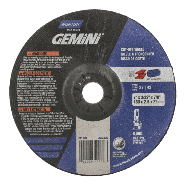 Norton Gemini RightCut Depressed Center Wheel - Type 27/42