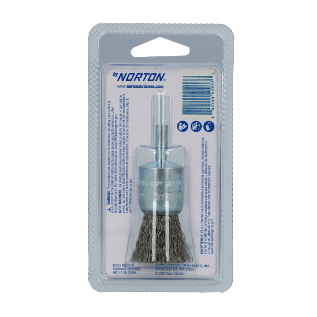 Norton ByNorton Crimped Wire End Brush - 1" - Stainless Steel - Packaged