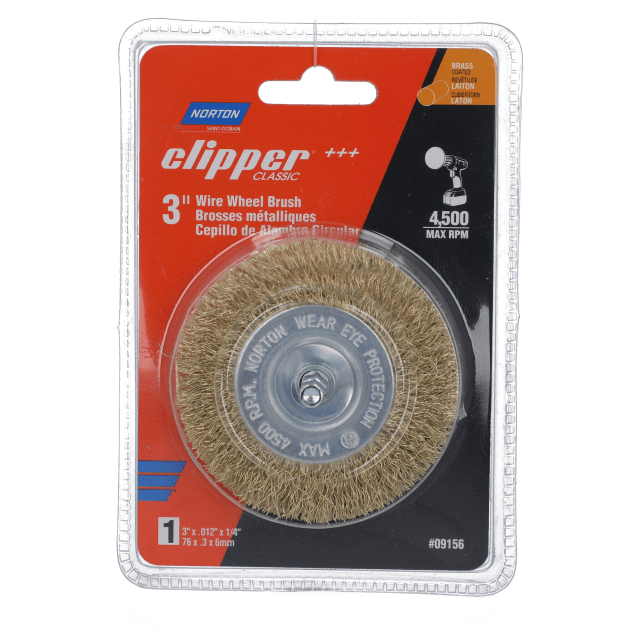 Norton Clipper Classic Spindle-Mounted Crimped Wire Wheel Brush - Brass