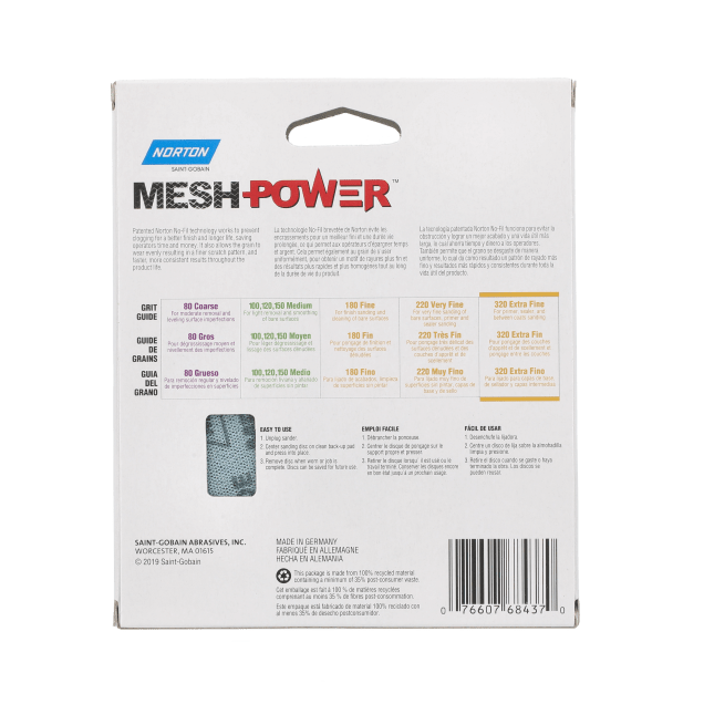 Norton MeshPower Hook & Sand Mesh Discs - 5" - P320 - Job Pack